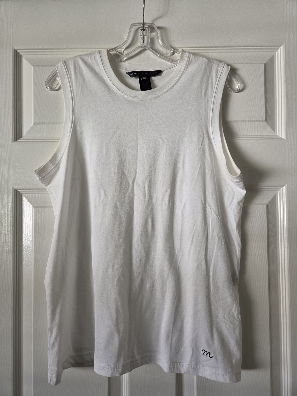Marc By Marc Jacobs White Tank Top with Black 'm' Embroidery
